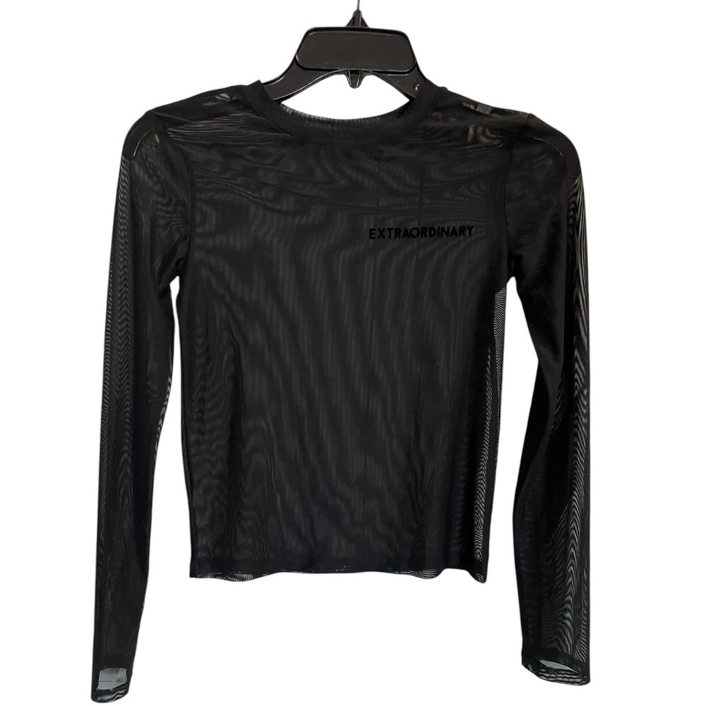 Bershka Black Long Sleeve Mesh Top
